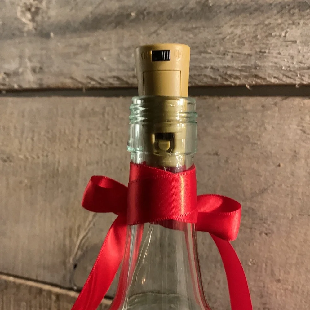 Hand Crafted-buffalo check “farm” large, clear, wine bottle lantern